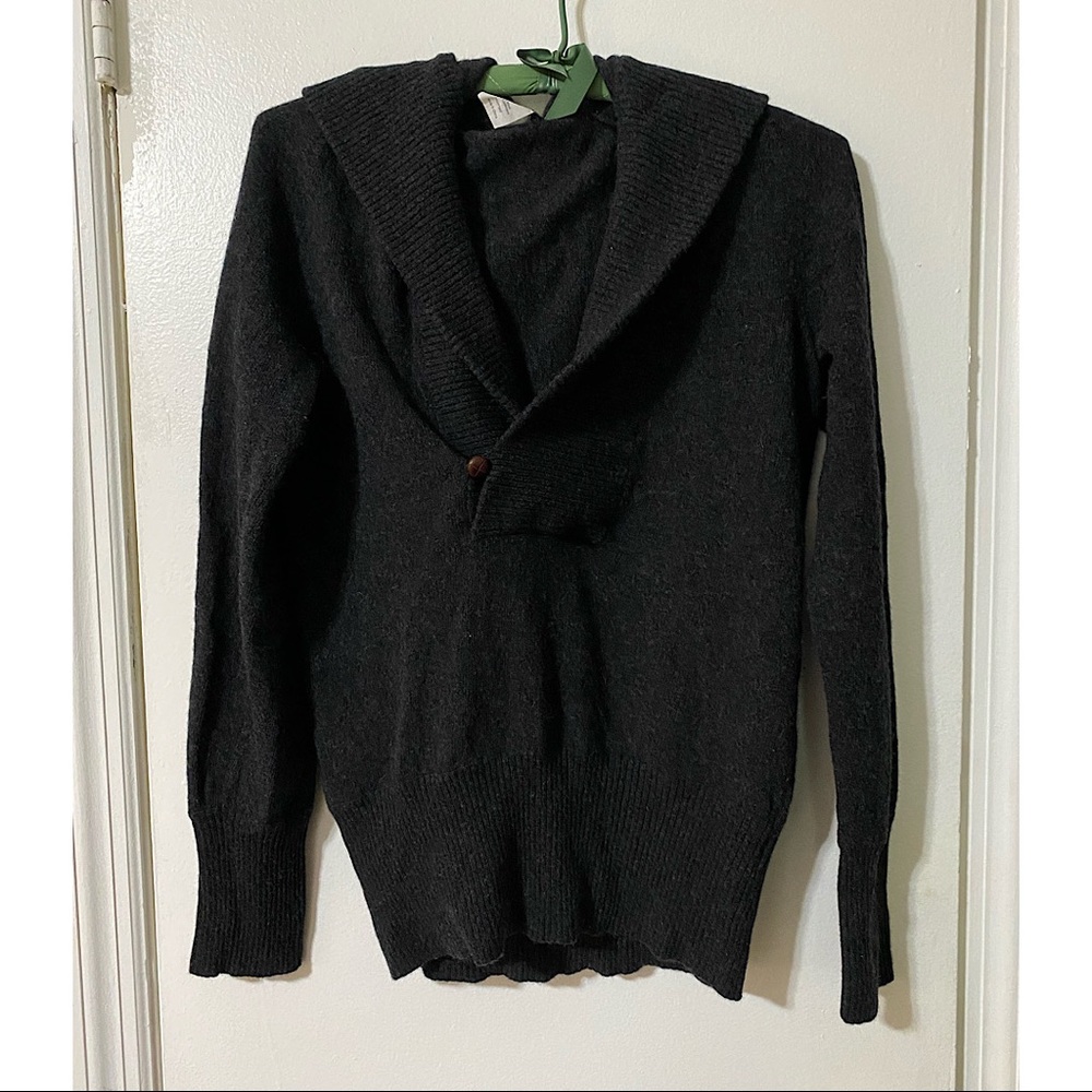 jcrew wool cashmere charcoal hooded sweater